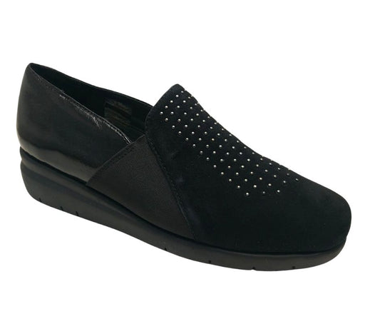 Melluso K50003H NERO slip on in camoscio a pianta comoda