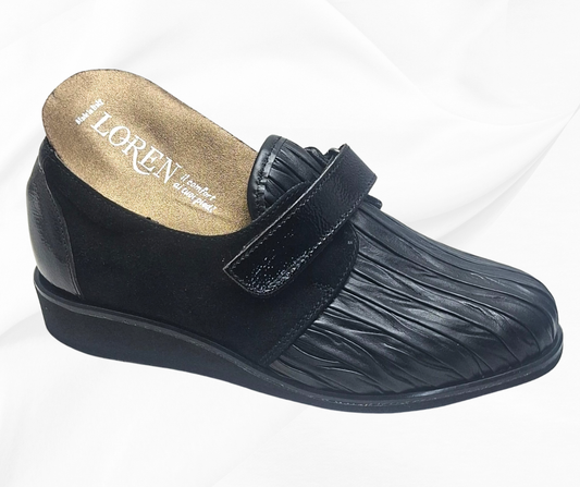 LOREN O5818 NERO scarpa con strech per piedi sensibili predisposta per plantari