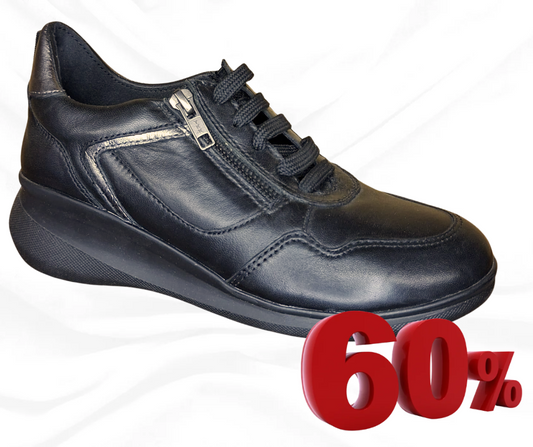Scarpa in pelle con lacci e lampo Walk Dream 22601 black