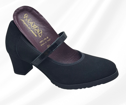MARAL T002 NERO scarpa comoda con cinturino predisposta per plantari
