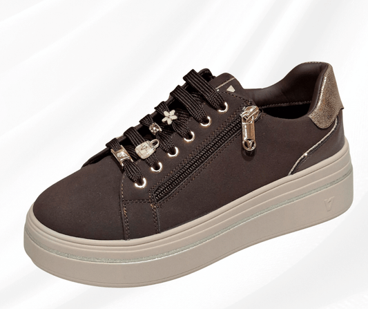 Scarpa donna con lacci V35452 Brown