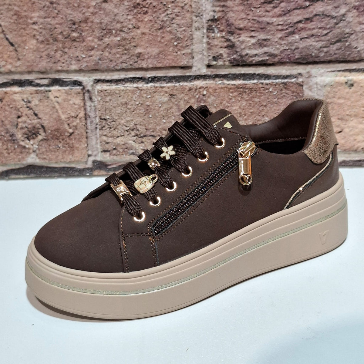 Scarpa donna con lacci V35452 Brown