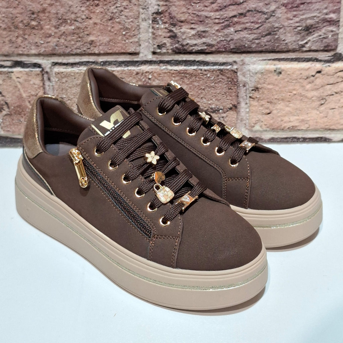 Scarpa donna con lacci V35452 Brown