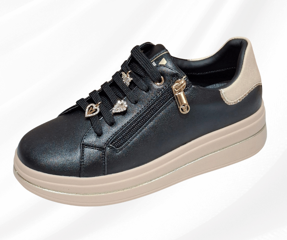 Scarpa donna con lacci V35492 Nero