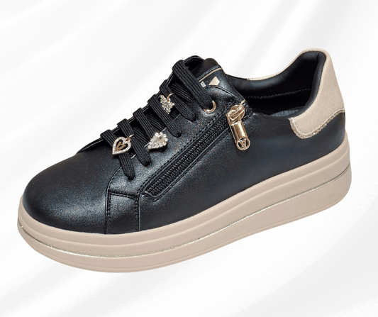 Scarpa donna con lacci V35492 Nero