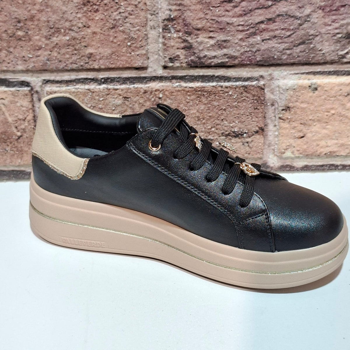 Scarpa donna con lacci V35492 Nero