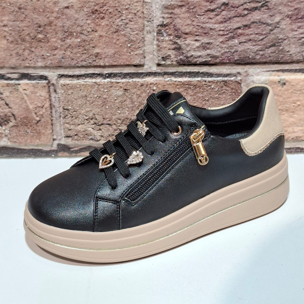 Scarpa donna con lacci V35492 Nero