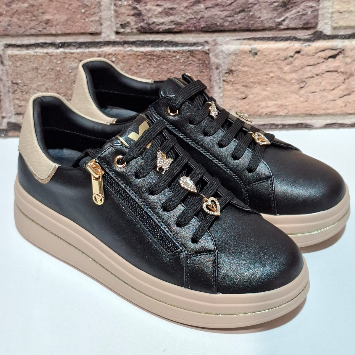 Scarpa donna con lacci V35492 Nero