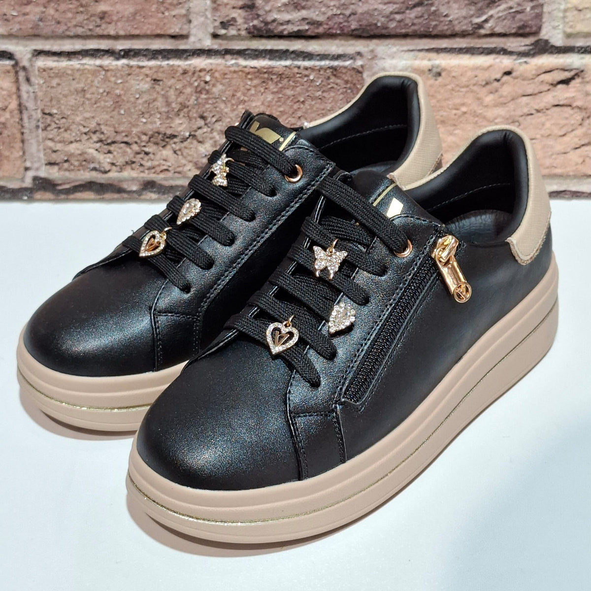 Scarpa donna con lacci V35492 Nero