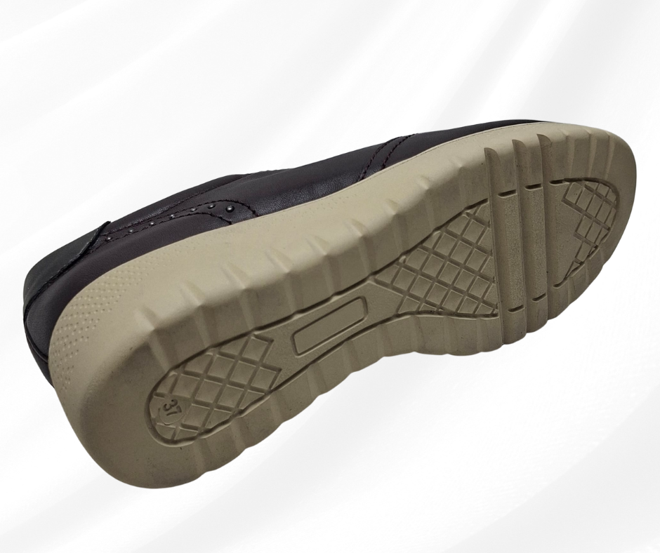 scarpa comoda da infilare in pelle con plantare morbido W23844 BORDO