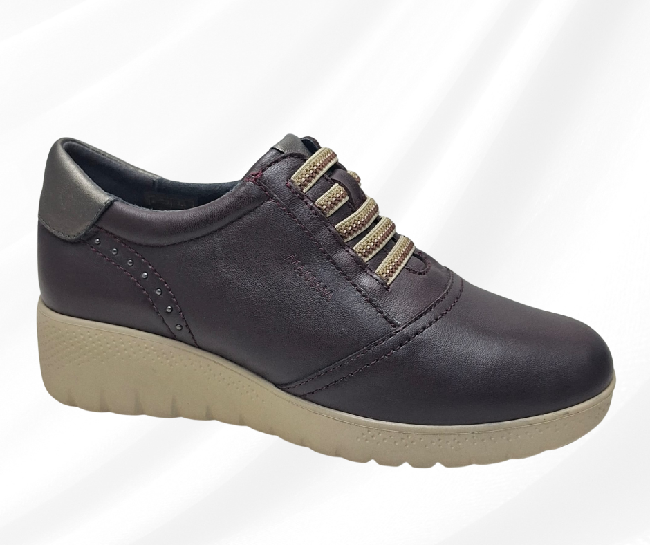 scarpa comoda da infilare in pelle con plantare morbido W23844 BORDO