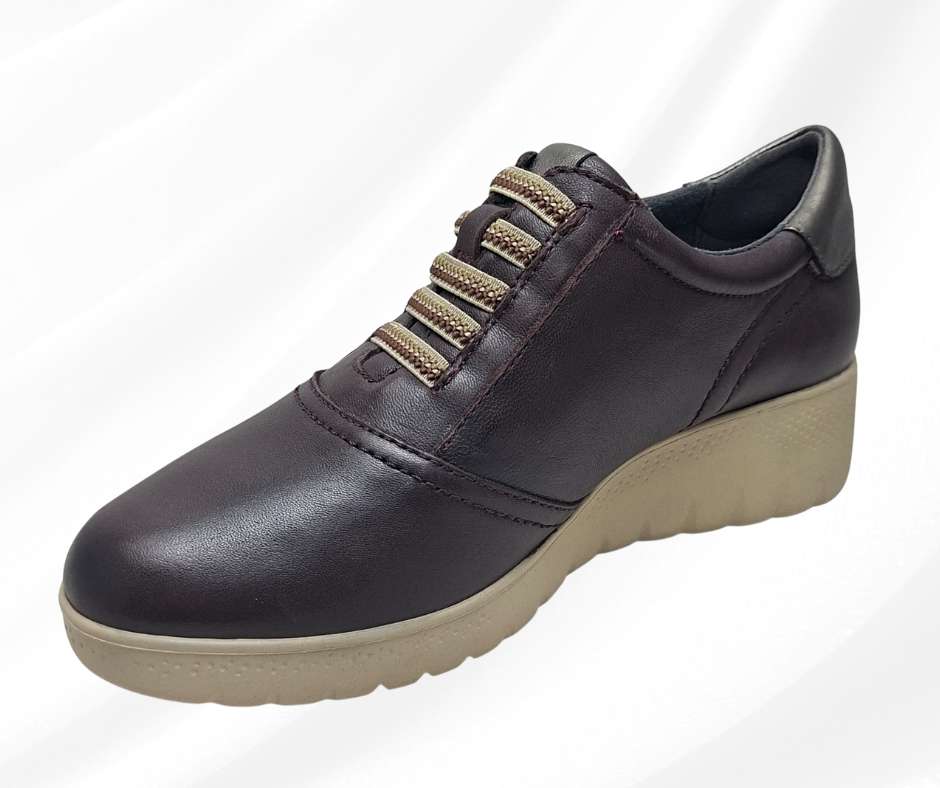 scarpa comoda da infilare in pelle con plantare morbido W23844 BORDO