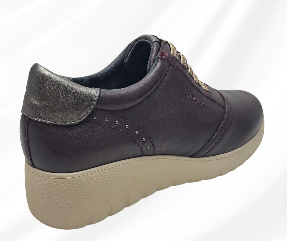 scarpa comoda da infilare in pelle con plantare morbido W23844 BORDO