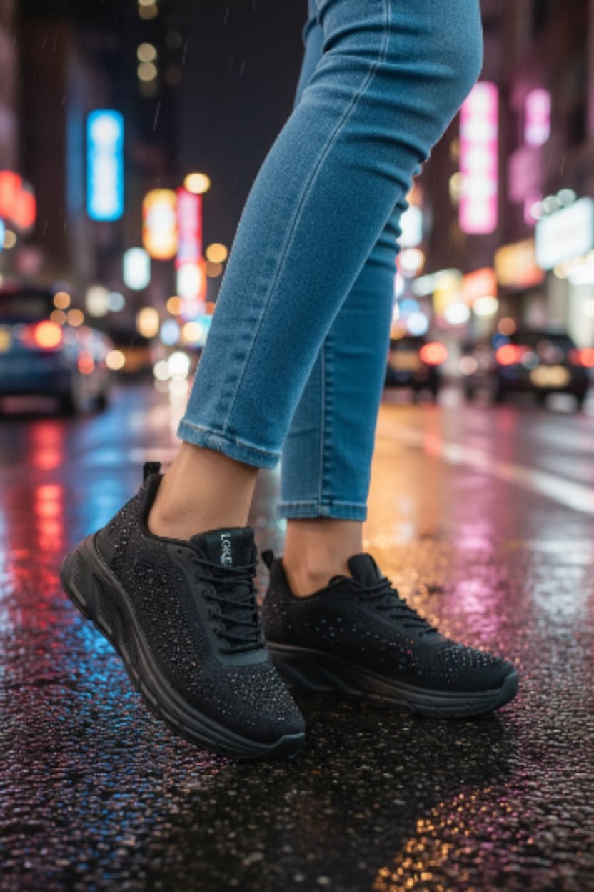 LOREN A2009 NERO sneaker donna con lacci predisosta per plantari