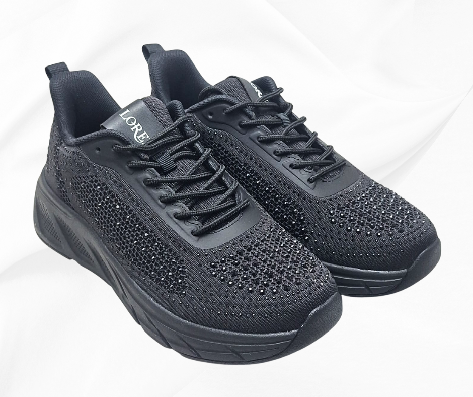 LOREN A2009 NERO sneaker donna con lacci predisosta per plantari