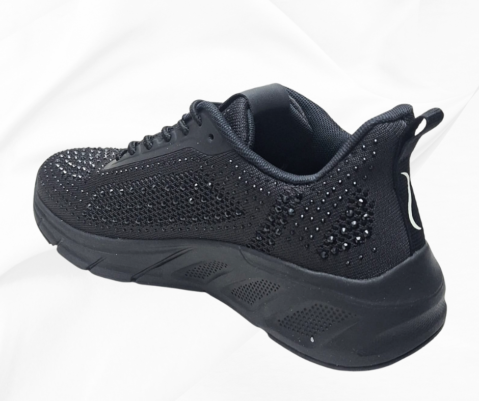 LOREN A2009 NERO sneaker donna con lacci predisosta per plantari