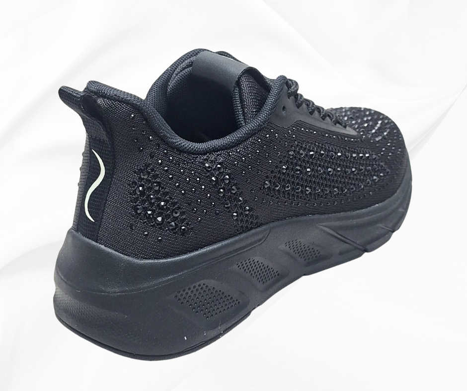 LOREN A2009 NERO sneaker donna con lacci predisosta per plantari