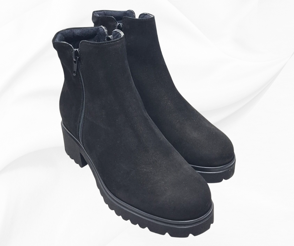 MARAL G004 NERO stivaletti in camoscio con doppia lampo predisposti per platare