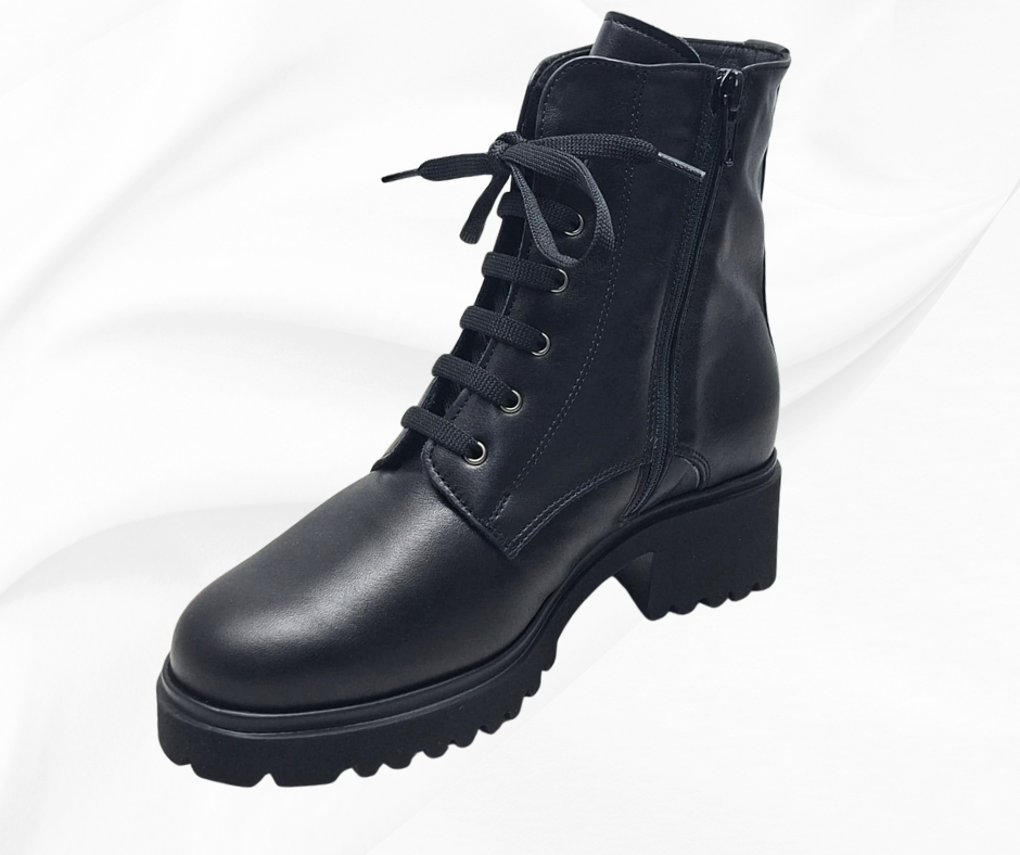 MARAL G018 NERO stivaletti in pelle con lacci e lampo predisposti per platare