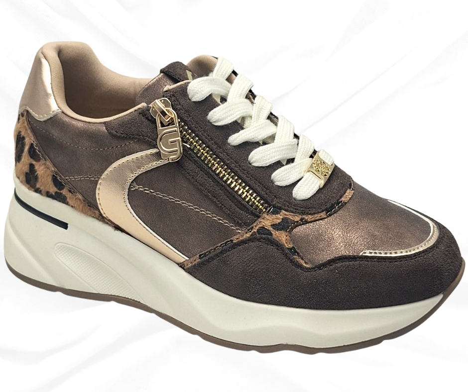 Gold&Gold GB1015 MARRONE sneaker donna con lacci e lampo