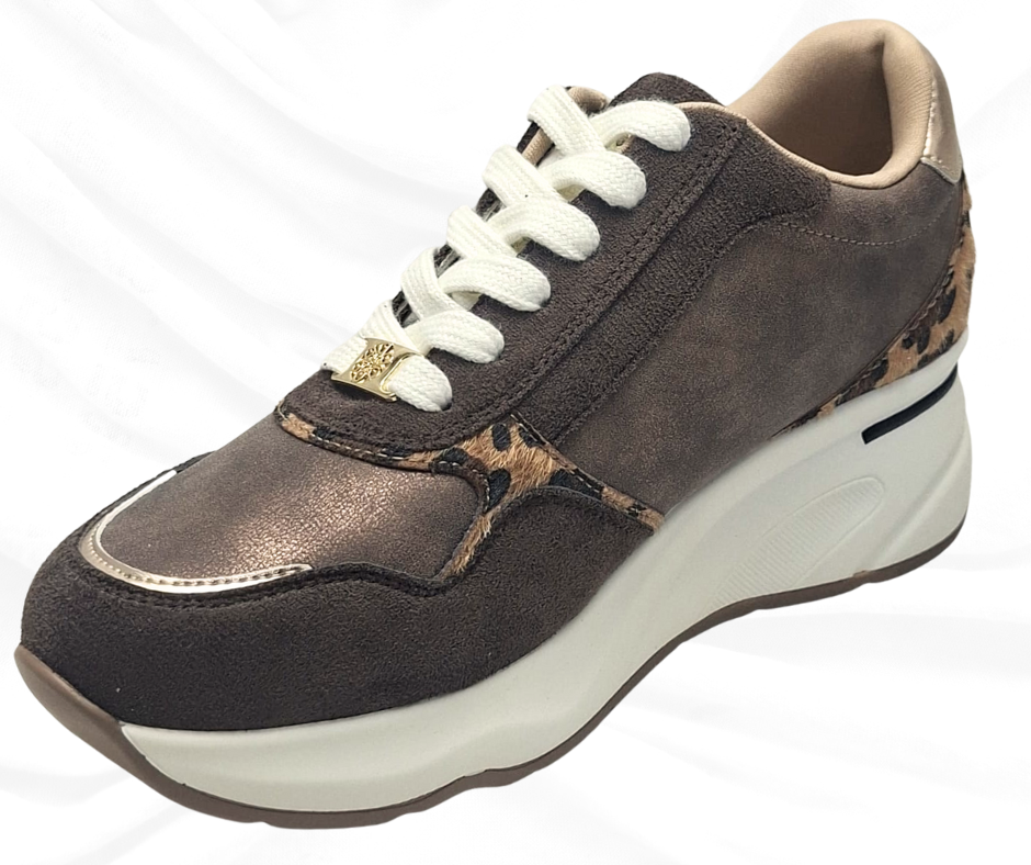 Gold&Gold GB1015 MARRONE sneaker donna con lacci e lampo
