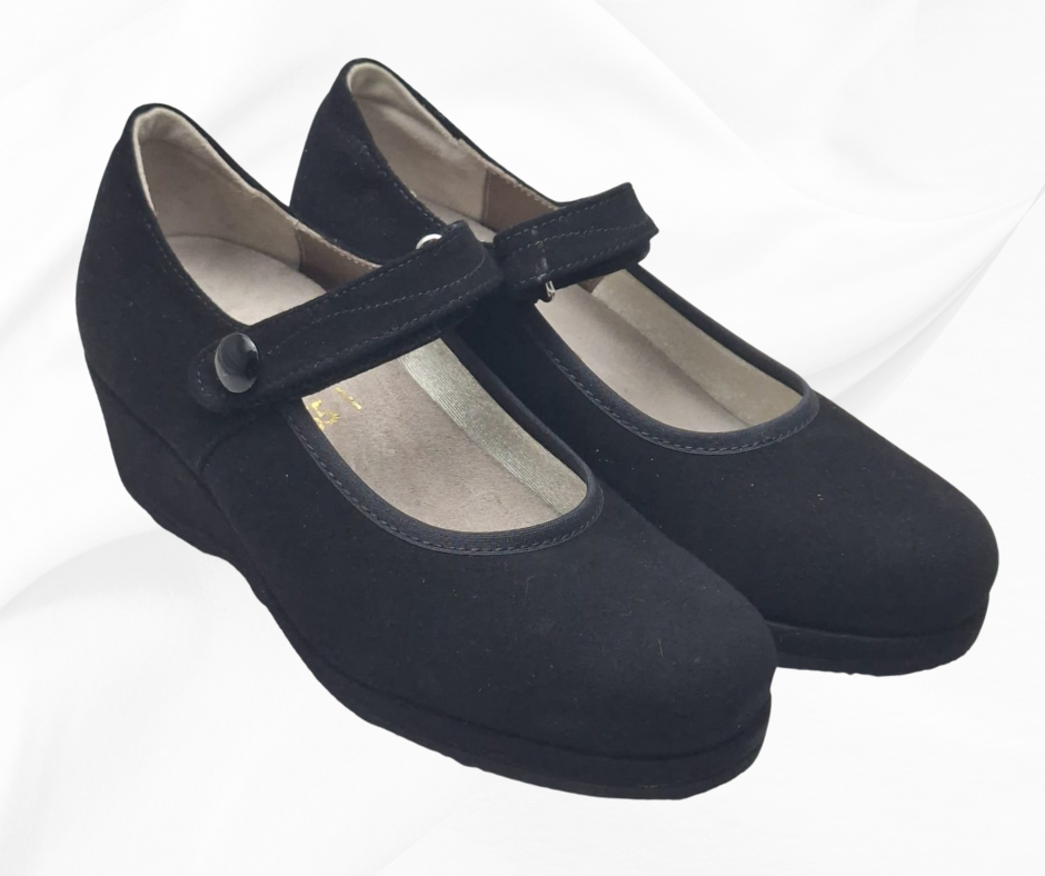 TOMASI elite ISABEL Scarpe Mary Jane in Suede Grigio con Dettagli Lucidi