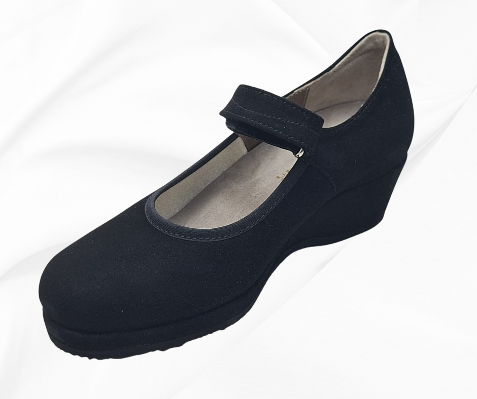 TOMASI elite ISABEL Scarpe Mary Jane in Suede Grigio con Dettagli Lucidi