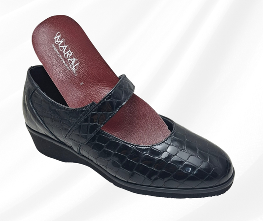 MARAL L003 NERO scarpa comoda con cinturino predisposta per plantari