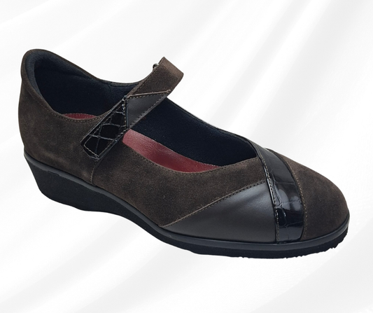 MARAL L004 CACAO scarpa comoda con cinturino predisposta per plantari