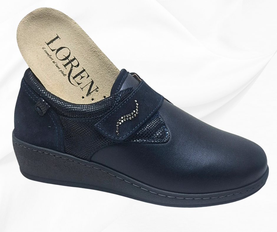 LOREN M3186 BLU scarpa con strech per piedi sensibili predisposta per plantari