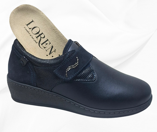 LOREN M3186 BLU scarpa con strech per piedi sensibili predisposta per plantari