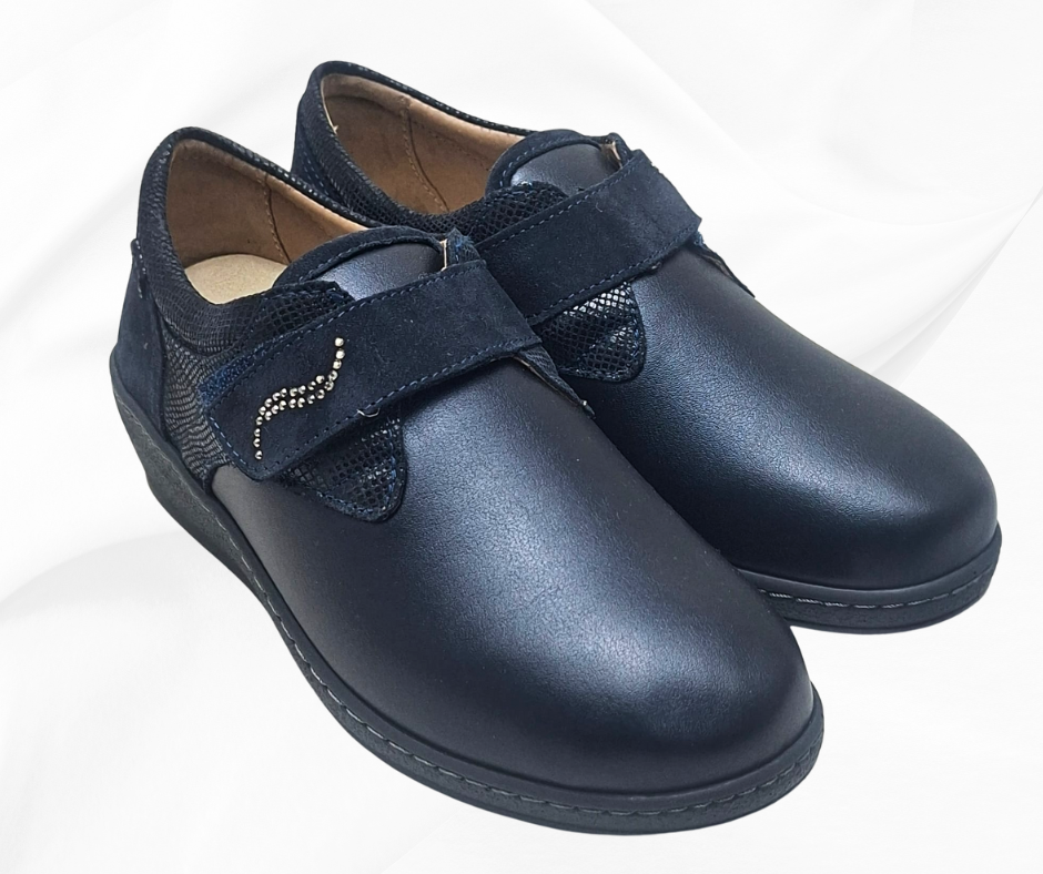 LOREN M3186 BLU scarpa con strech per piedi sensibili predisposta per plantari