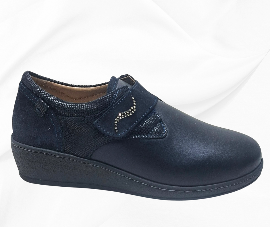 LOREN M3186 BLU scarpa con strech per piedi sensibili predisposta per plantari