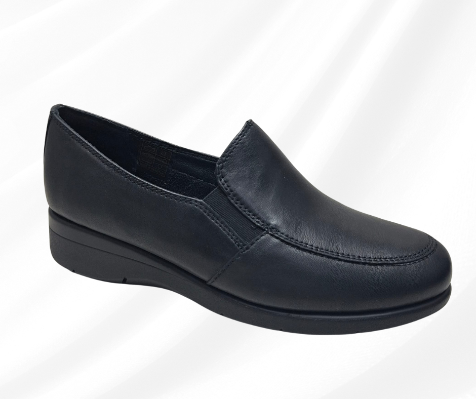 Mocassino in pelle morbida con zeppa 3 cm W20543 nero